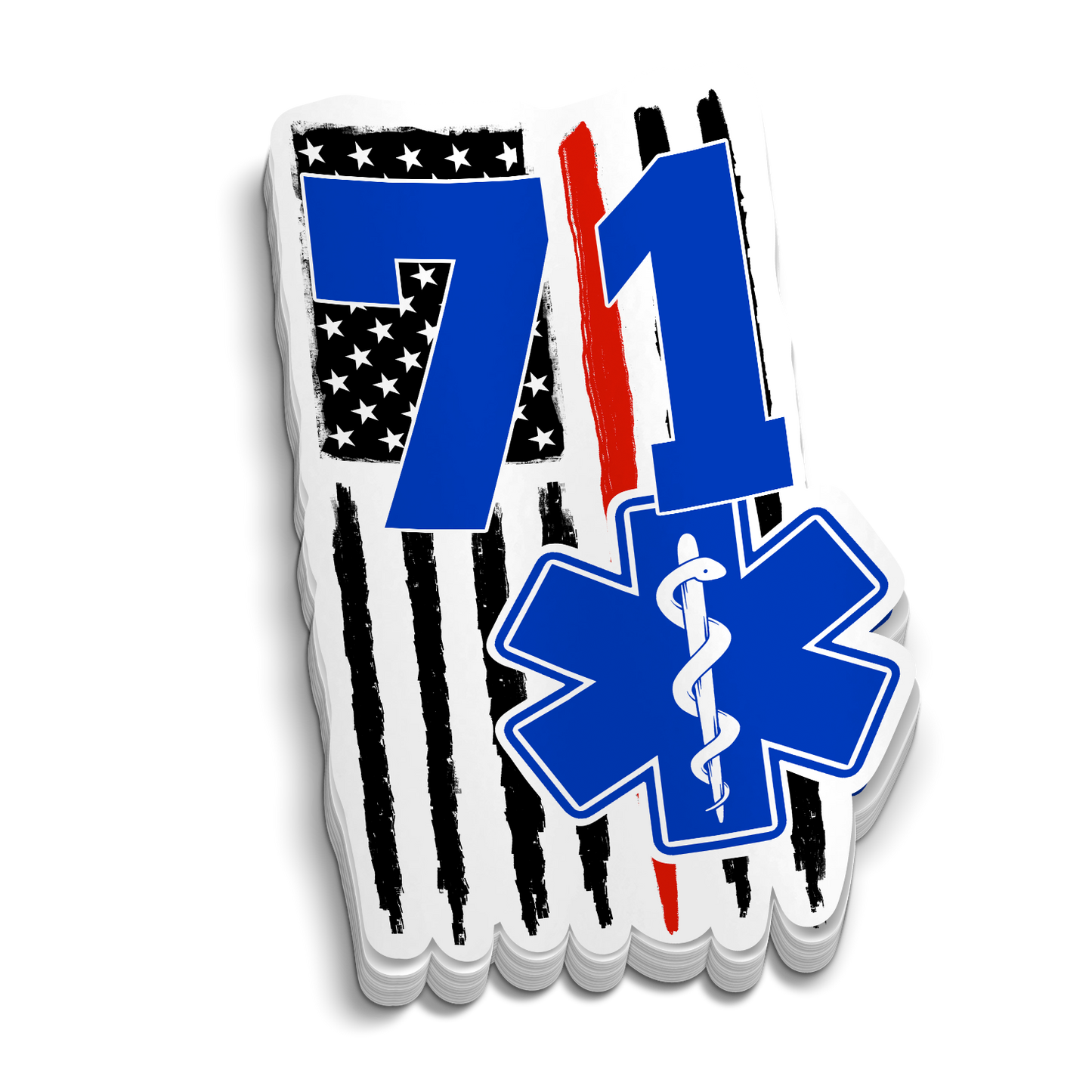 Custom Medic Red Line Flag Station Number Sticker