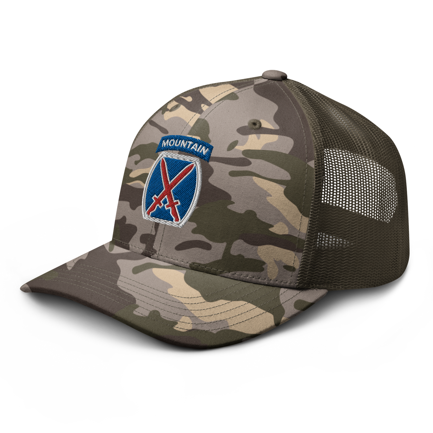 10th Mountain Camouflage trucker hat