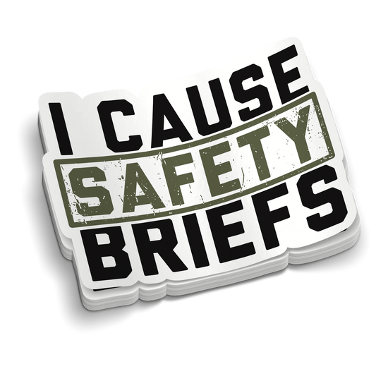 Safety Briefs | Funny Military Stickers | Perfect for Coffee Cups