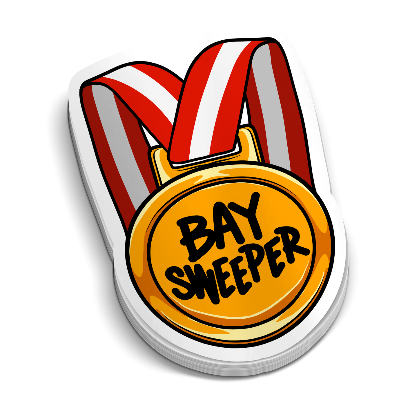 Bay Sweeper Medalist - Funny Firefighter Stickers