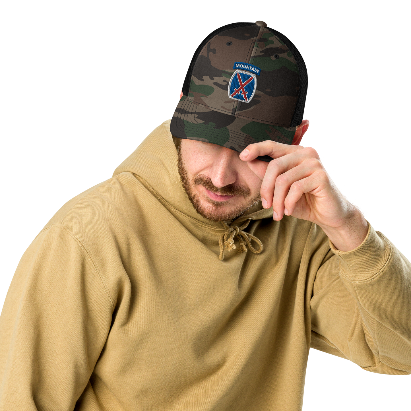 10th Mountain Camouflage trucker hat