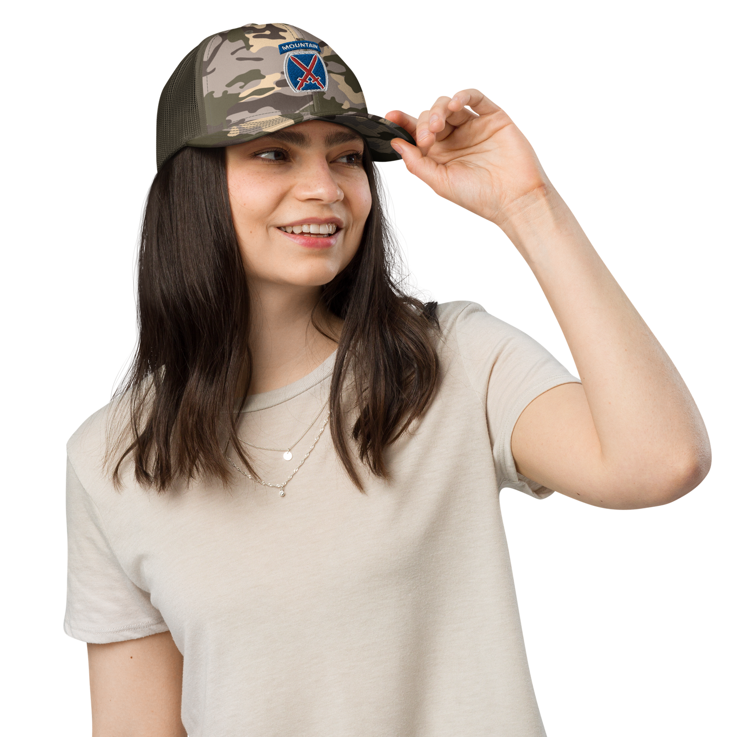 10th Mountain Camouflage trucker hat