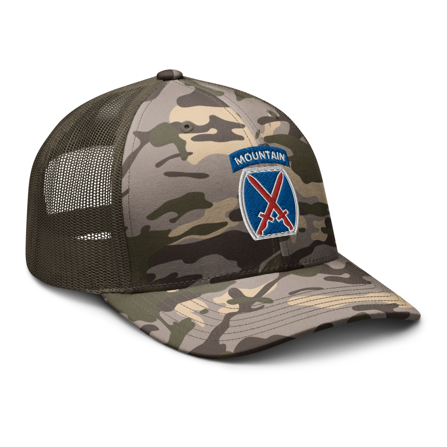 10th Mountain Camouflage trucker hat