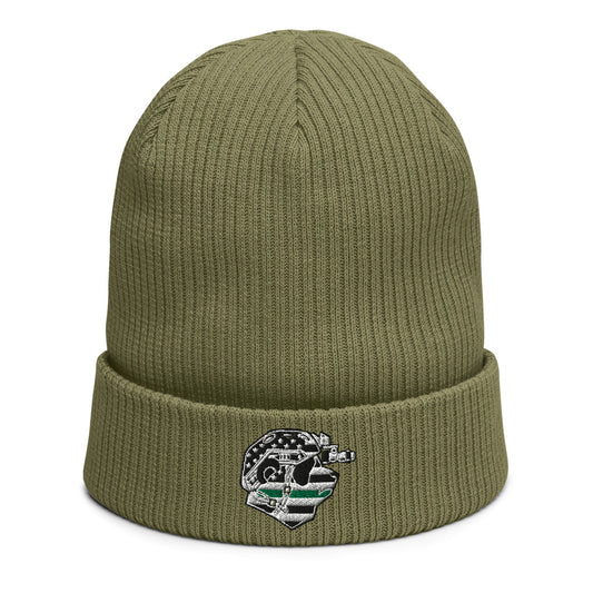 Thin Green Line Panda Organic ribbed beanie