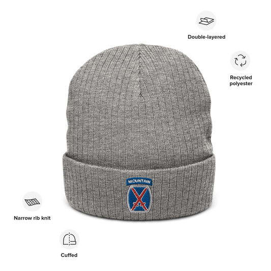 10th Mountain Ribbed knit beanie